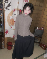 Cotton Vintage Check Flare Long Skirt
