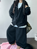 ワイドバルーンセットアップシャイニーベルベットビッグフード & バルーンパンツ 🖤🐣 3 COLORS