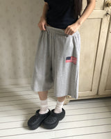 ティケンアメリカンフラッグプリントバンディングバミューダパンツ