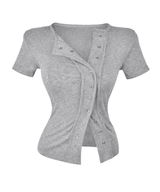 Kelly Snap Button Ribbed Top (4color)