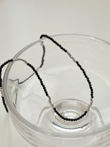 [2 color] mini bead crystal necklace choker / simple daily black white