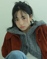 CROPPED HOODIE CARDIGAN - CHARCOAL