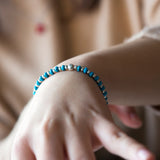 SVB-229 An Yujin wearing Silver Bar Turquoise Unisex Simple Daily Couple Bracelet