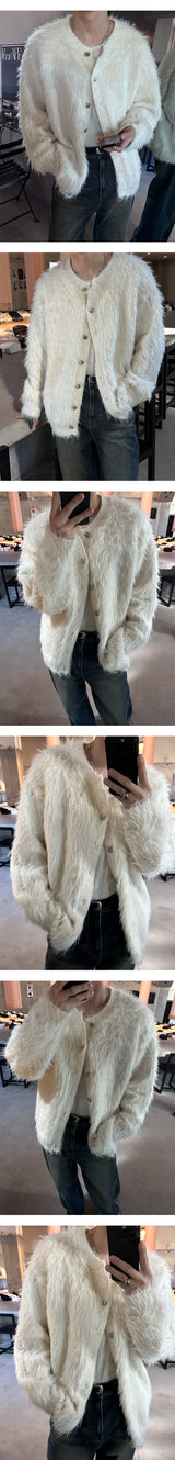 [F/W]ウールヘアリーアンゴラファーカーディガン(3color)