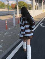 ポルキストライプカラーブラッシュオーバーニット