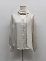 Satin Tie V-Neck Blouse
