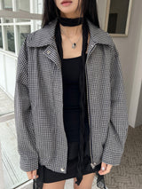 Lena Overfit Check Pattern Long Sleeve Blue Jacket (2 colors)