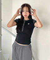HALF OPEN LOGO HALF T-SHIRT [3color]