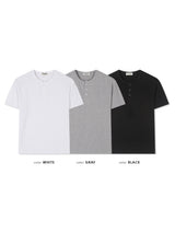 [1+1] Ribbed Muscle Henley Neck