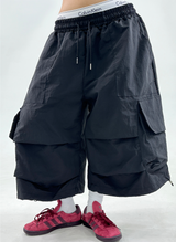 NYLON PARACHUTE BERMUDA PANTS❤🖤🩶💚