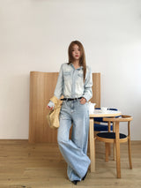 Road wide light denim