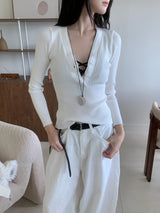 Secret Slim Fit Button Rib Knit & Lace Bra 2pcs