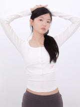 Dot Button Crop Cardigan(IVORY)