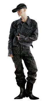 DIAMOND PATCH WASHING BLACK DENIM PANTS