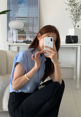 [1,000 Sold] ItU パステルロールアップキャップスリーブ半袖シャツ / 5 Colors