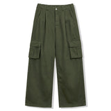 cargo drawstring wide cotton pants (khaki)
