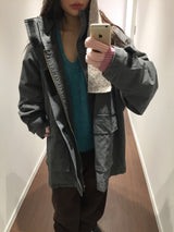 Shearling Overfit Cotton Field Jacket (2 Colors)