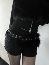 eyelet fur belt (2color)
