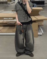 Randy Striped Washed Curved Denim