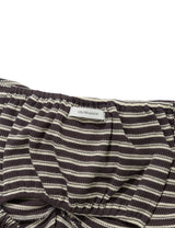 STRIPE SHIRRING FLARE TOP(CHARCOAL)