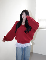 [MADE/6color] Pony, V-neck loose fit trainer