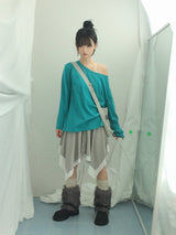 stripe ribbonline wave skirt