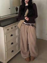 Forman Corduroy Brushed Adjust Wide Pants