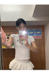 クラシックドットUネッククロップ半袖Tシャツ