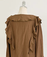 Shushu V-Neck Lace Ruffle Blouse