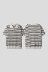 [Premium] Dail boucle stripe collar knit