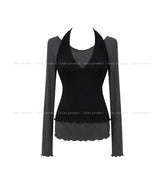 Dani Ruffle Layered Halter Long Sleeve