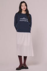 MELLOW EMBROIDER LINE KNIT TOP (Navy)