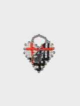 BEADED TARTAN CHECK HEART RING (WHITE)