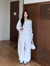 City Metal Eyelet One Off-Shoulder Brushed Sweatshirt