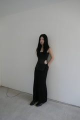 ribbon maxi skirt(black)