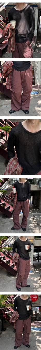 [Unisex] リネンカッティングサマーニット(4color)
