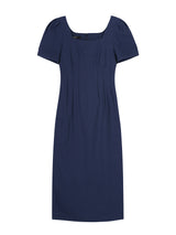 タックディテールリネンドレス (Navy)