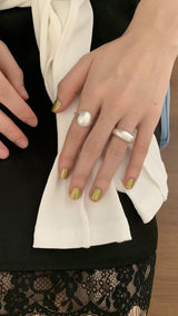 Matt silver open ring set