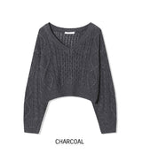 Bare Cable V-Neck Crop Knit
