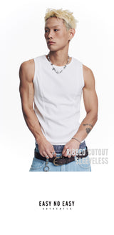 Ribbed Cutout Sleeveless - White