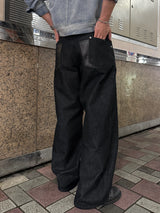 Leather Double Pocket Curved Pants