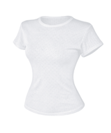 Cotton eyelet round-neck top (3color)