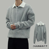 Popping collar knit (Gray)