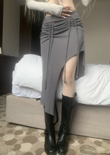 Nave Shirring Unbal Long Skirt (2color)