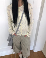 Nichu Flower Pattern Cardigan