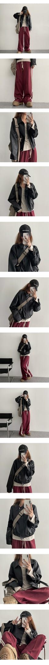 ハチュ ドットームズ トラック ワイド バンドパンツ