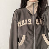 Waffen lettering✨ color matching high neck zip-up