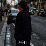 [HFORUS MADE]Layer Shoulder Hooded zip-up IN BLACK
