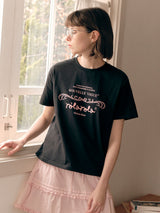 ヴィンテージヌーベルロゴハーフTシャツ ブラック