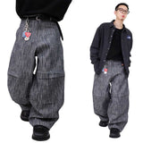 Striped Non-Fade Denim Pants